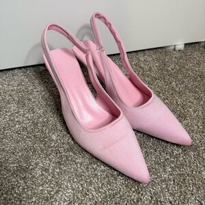Slingback Pointed Toe Pumps - Pink